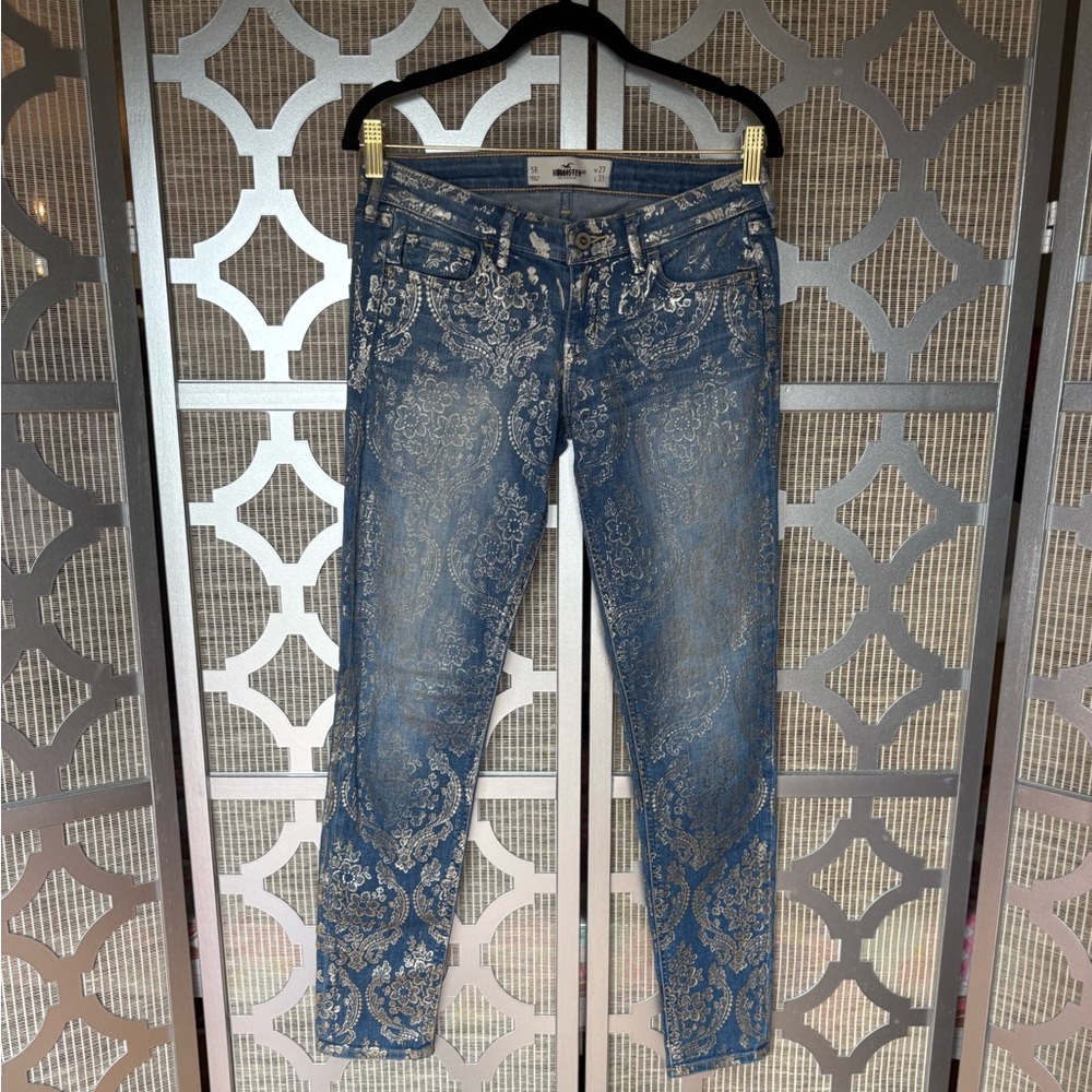 Women's Blue Patterned Jeans